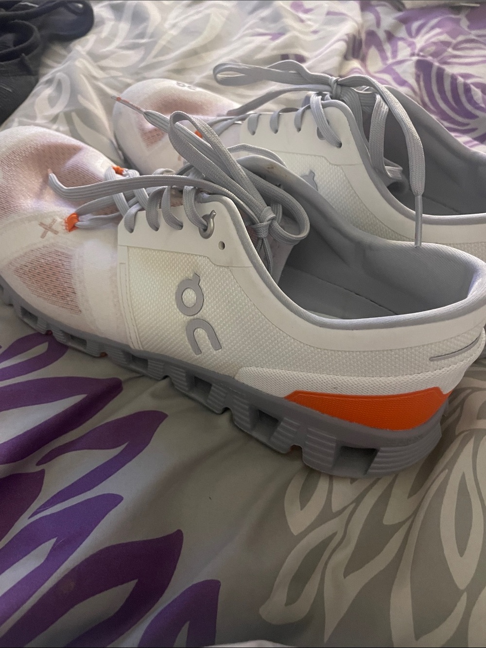 On Running Women’s White and Orange Athletic Shoes